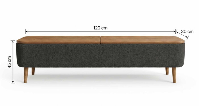 Hanah Home Soporte para TV Antracita con Otoman de Almacenamiento